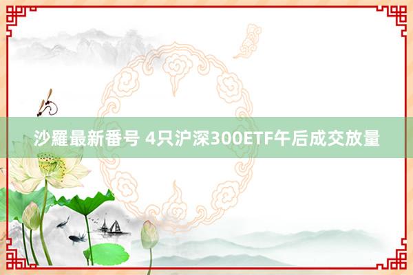 沙羅最新番号 4只沪深300ETF午后成交放量