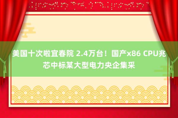 美国十次啦宜春院 2.4万台！国产x86 CPU兆芯中标某大型电力央企集采