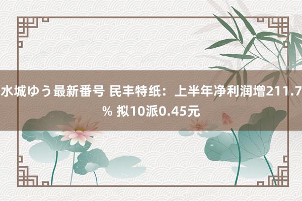 水城ゆう最新番号 民丰特纸：上半年净利润增211.7% 拟10派0.45元