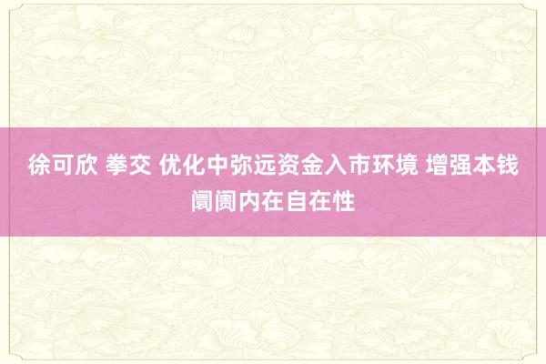 徐可欣 拳交 优化中弥远资金入市环境 增强本钱阛阓内在自在性