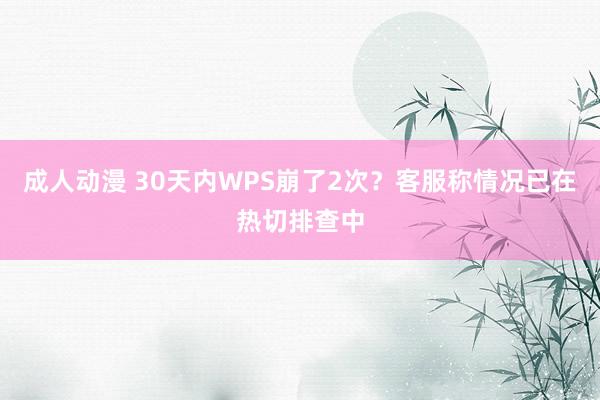 成人动漫 30天内WPS崩了2次？客服称情况已在热切排查中